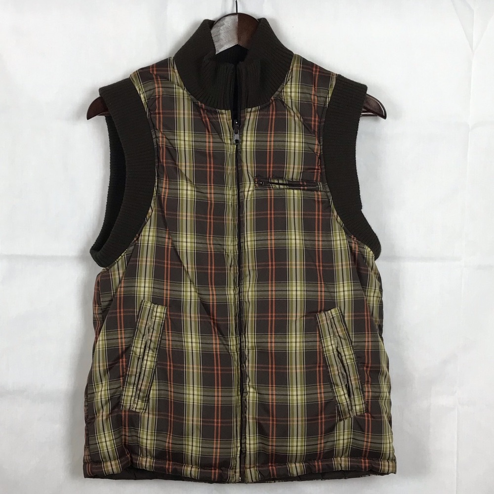 Vintage Red, Size Small, Reversible, Brown or Plaid Winter Vest